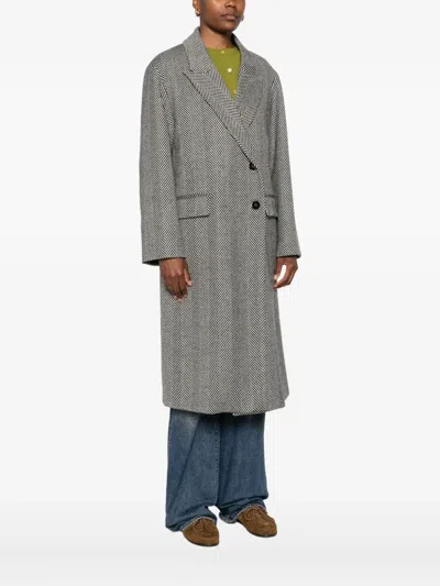 Forte Forte Herringbone Pattern Coat Flap Pockets In Gray