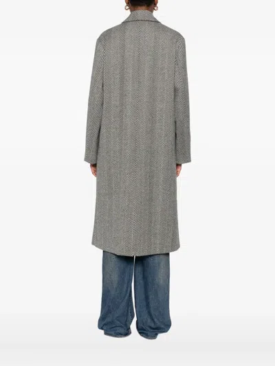 Forte Forte Herringbone Pattern Coat Flap Pockets In Gray