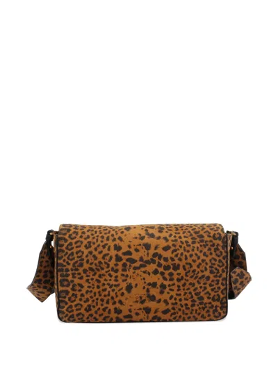 Pinko Slouchy Bag In Leopard Suede In Brown