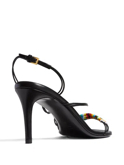Khaite Loop Bead-embellished Leather Sandals In Black