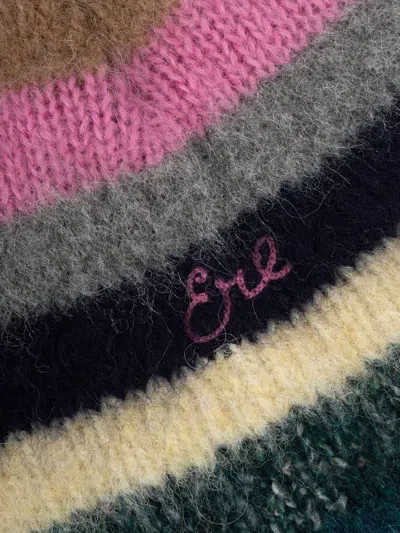 Erl Striped Embroidered Hat In Multi