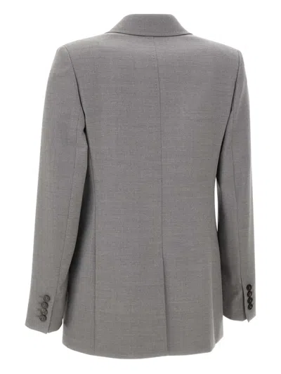 Max Mara Wool And Silk Double-cloth Blazer In Gray