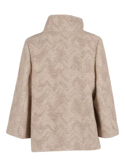 Fay Tailored Cape With Stand-up Collar And Hidden Closure In Neutral