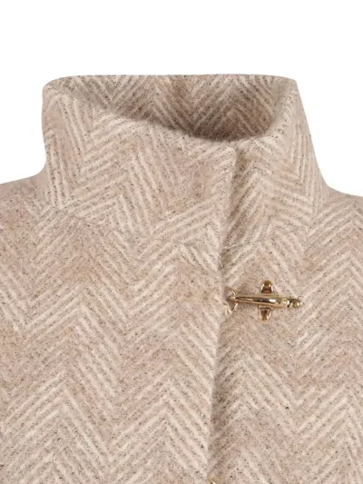 Fay Tailored Cape With Stand-up Collar And Hidden Closure In Neutral