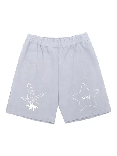 Saintwoods Eagle-motif Track Shorts In Blue