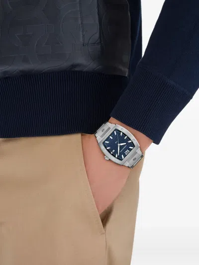 Ferragamo Stainless Steel Tonneau F-80 40mm In Metallic
