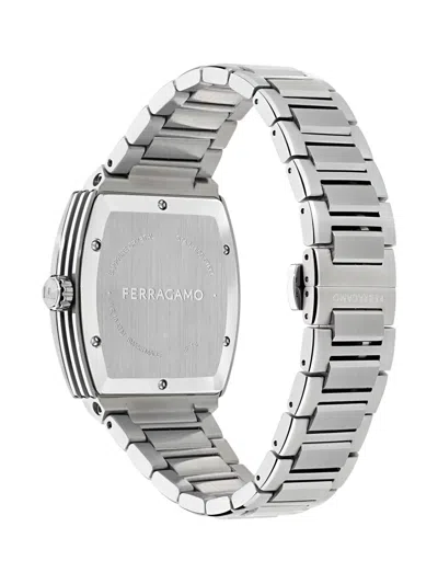 Ferragamo Stainless Steel Tonneau F-80 40mm In Metallic