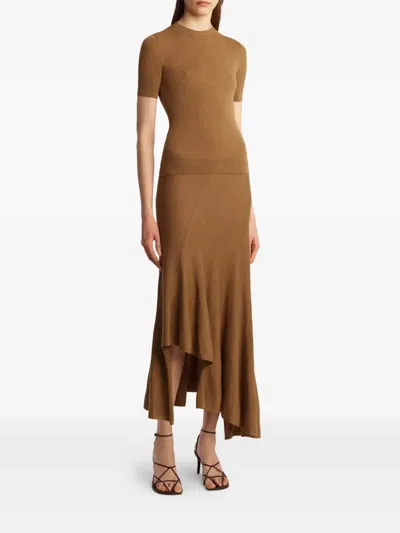 Khaite Celina Ribbed Wool-blend Top In Orange