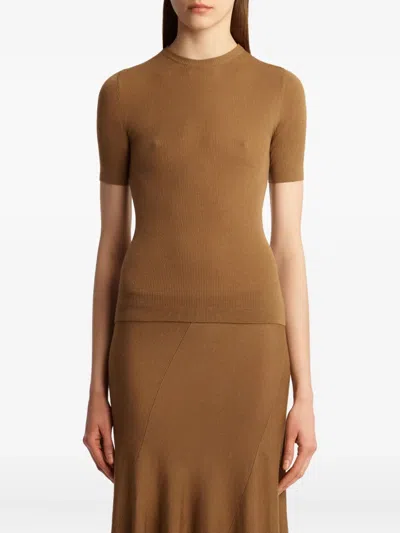 Khaite Celina Ribbed Wool-blend Top In Orange