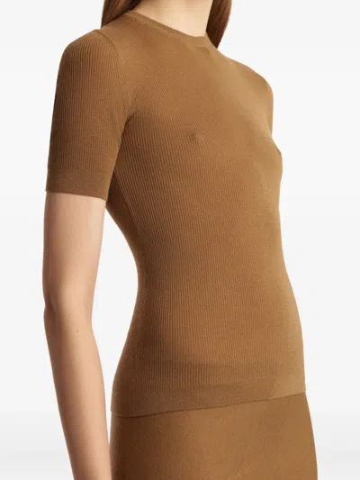 Khaite Celina Ribbed Wool-blend Top In Orange