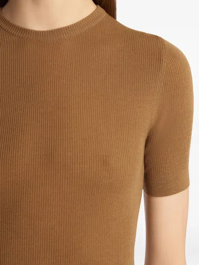 Khaite Celina Ribbed Wool-blend Top In Orange