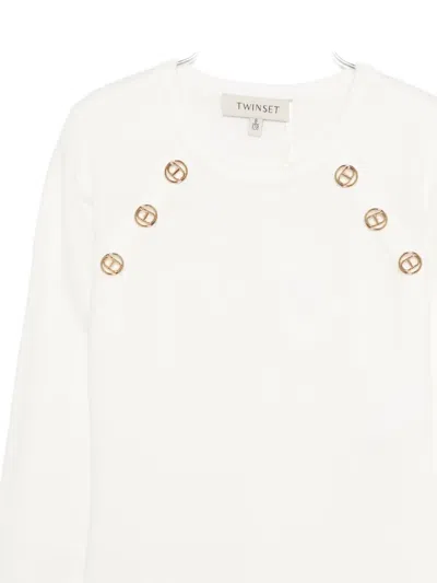 Twinset Kids Logo Dress In White
