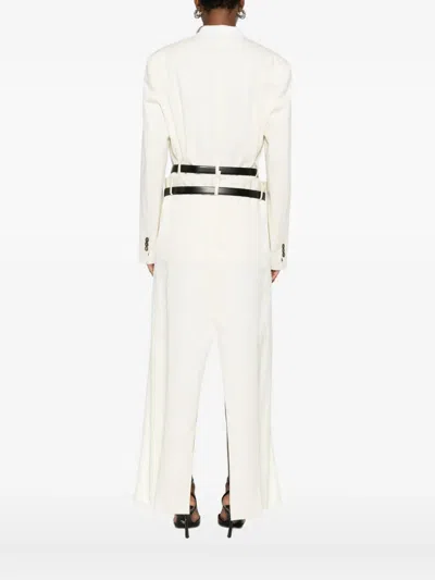 Dsquared2 Double-breasted Coat Featuring Belt Detail In White