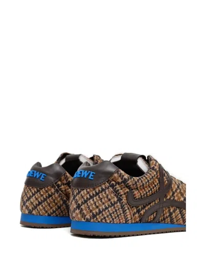 Loewe Ballet Runner 2.0 Leather-trimmed Checked Wool Sneakers In Brown