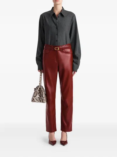 Khaite Womens Garnet Callum Straight-leg Leather Trousers In Red