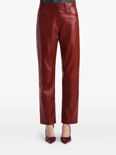 Khaite Womens Garnet Callum Straight-leg Leather Trousers In Red