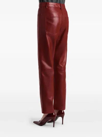 Khaite Womens Garnet Callum Straight-leg Leather Trousers In Red