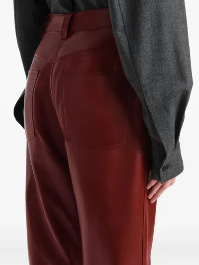Khaite Womens Garnet Callum Straight-leg Leather Trousers In Red
