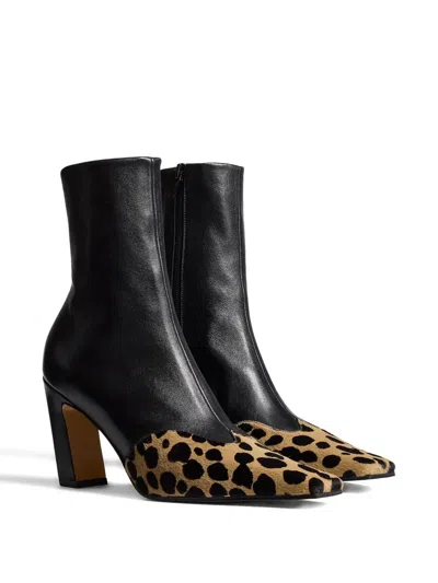 Khaite Nevada 85 Calf Hair And Leather Ankle Boots In Black