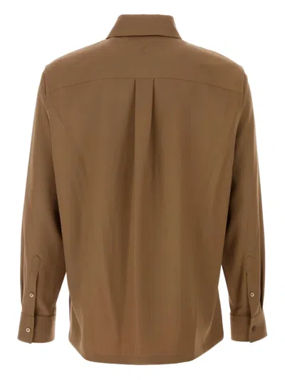 Fendi Luxurious Wool Long Sleeve Shirt In Brown