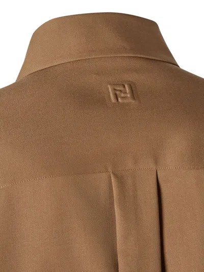 Fendi Luxurious Wool Long Sleeve Shirt In Brown