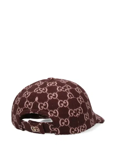 Gucci Gg Canvas Wool Baseball Cap In Burgundy