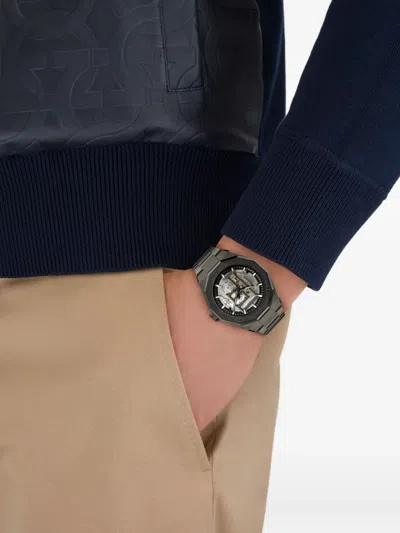 Ferragamo Edge Skeleton Watch In Gray