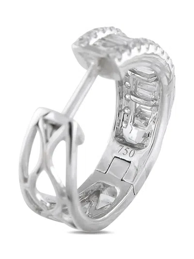 Pre-owned Lb Exclusive 18k White Gold Diamond Earrings In Silver