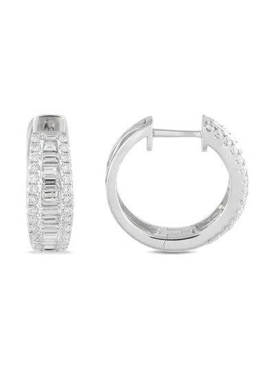 Pre-owned Lb Exclusive 18k White Gold Diamond Earrings In Silver