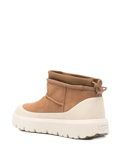 Ugg Cl Ultra Mini Weathe Ankle Boots In Leather Color Suede In Brown