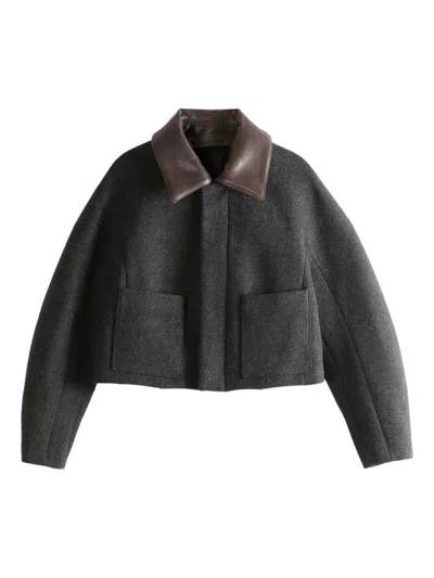 Auralee Pocket Collared Jacket In Gray