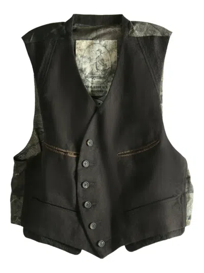 Ziggy Chen Button Wool Gilet In Green