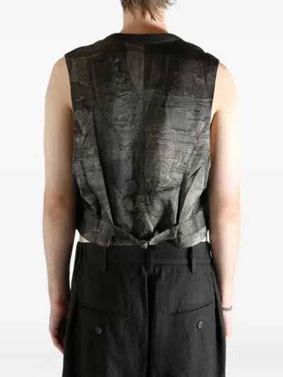 Ziggy Chen Button Wool Gilet In Green