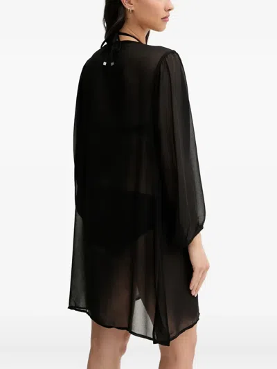 Michael Michael Kors Button Tunic Cover-up In Black