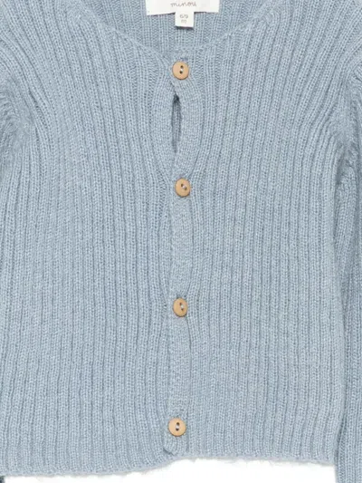 Teddy & Minou Newborn Girl Cardigan Pastel Blue Size 3 Polyamide, Wool, Alpaca Wool, Mohair Wool In Black