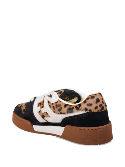 Fendi Low-top Platform In Multicolor Cavallino Calfskin And Suede In Brown