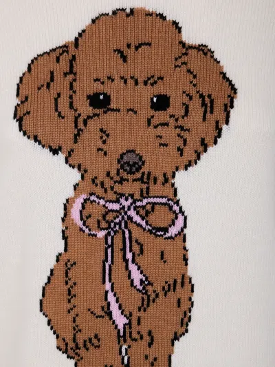 Mc2 Saint Barth Dog-motif Bow Sweater In Neutral