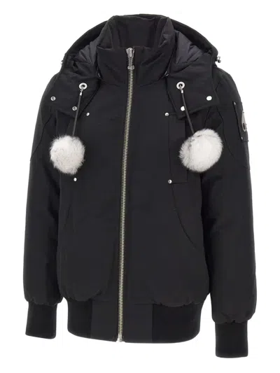 Moose Knuckles Debbie Womens Bomber Jacket In Black With Natural Shearling 1001