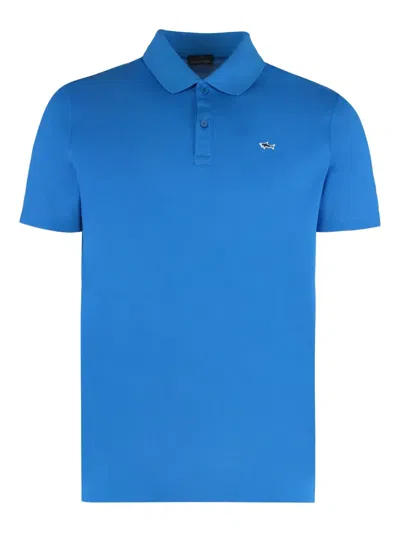 Paul & Shark Short-sleeved Cotton Polo Shirt For Casual Style In Blue