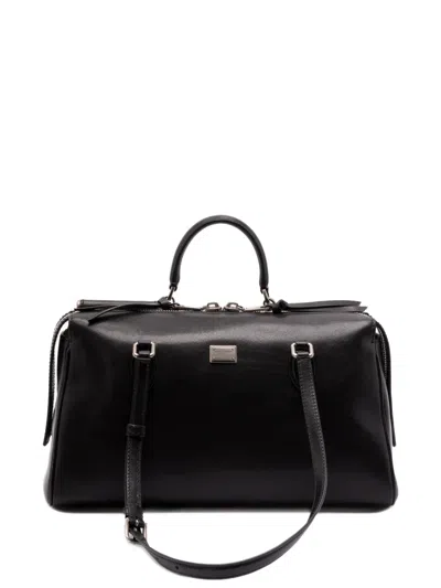 Dolce & Gabbana Calf Leather Shoulder Bag Vittoria Model In Black