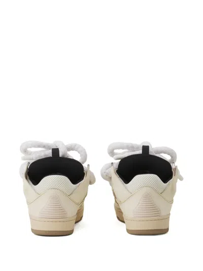 Lanvin Beige Curb Leather With Snake Laces Sneakers In Neutral