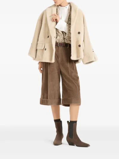 Brunello Cucinelli Shearling Reversible Outerwear In Neutral