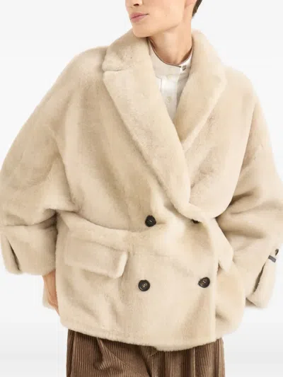 Brunello Cucinelli Shearling Reversible Outerwear In Neutral