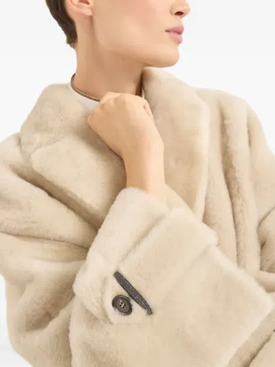 Brunello Cucinelli Shearling Reversible Outerwear In Neutral