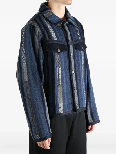 Ader Error Striped Pocket Jacket In Blue