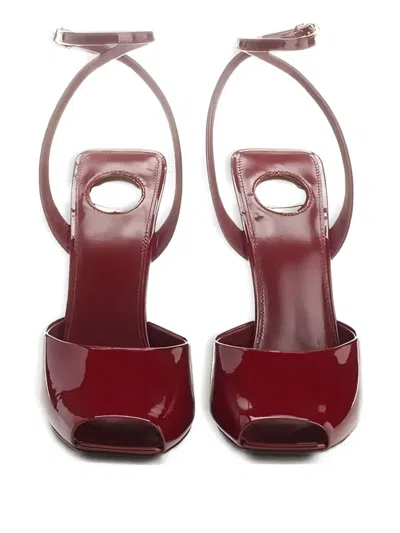 Saint Laurent La Scandale Patent Ankle-strap Sandals In Grenade