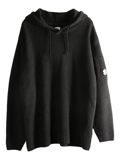 C.p. Company Lens-detail Hoodie In Black