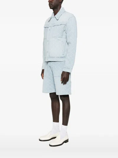 Casablanca Monogram-patterned Button-up Jacket In Blue