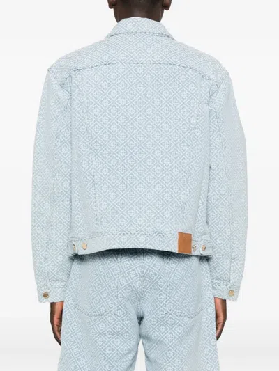 Casablanca Monogram-patterned Button-up Jacket In Blue
