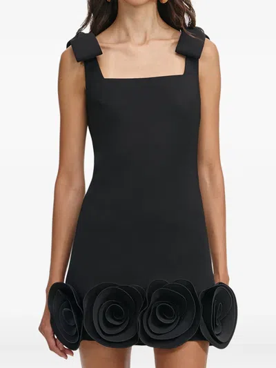 Self-portrait Womens Black 3d Flower Crepe Mini Dress